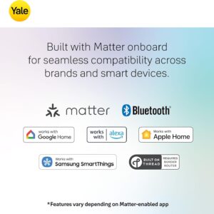 Yale Matte Black Keyed Deadbolt Smart Lock with Google Matter, YRD510-MT1-BLK
