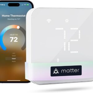 meross Smart Thermostat for Home, WiFi Thermostat Works with Matter, Alexa, Apple Home, Google Assistant, App & Voice Control, 7x24h Scheduling, Energy Saving, C-Wire Required