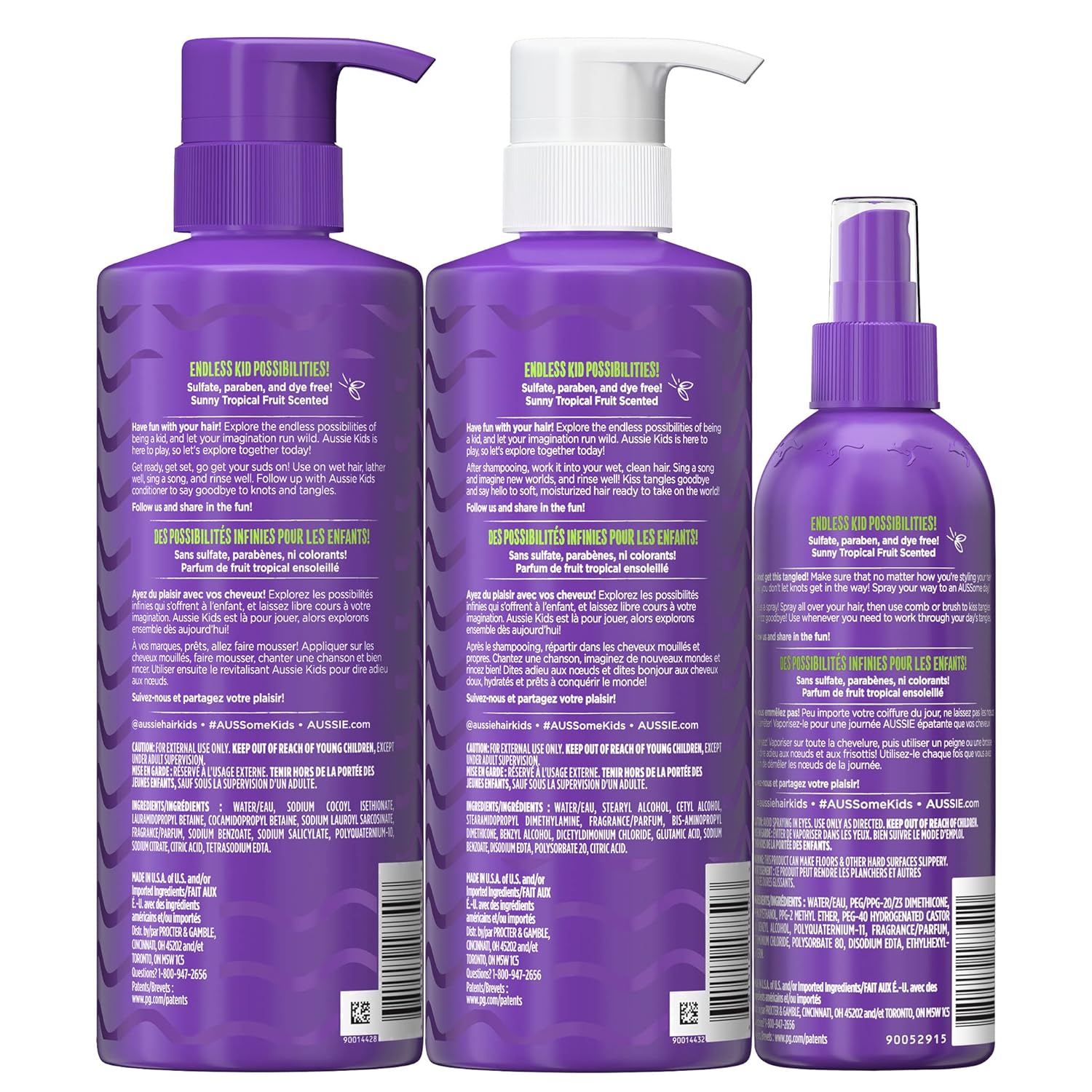 Aussie Kids Hair Care Bundle Set Including: Shampoo (16 Fl Oz), Conditioner (16 Fl Oz) & Detangler Spray (8 Fl Oz), Paraben- Freem Sulfate-Free, Dye-Free, Cruelty-Free, Tangle-Free Styling - Image 9