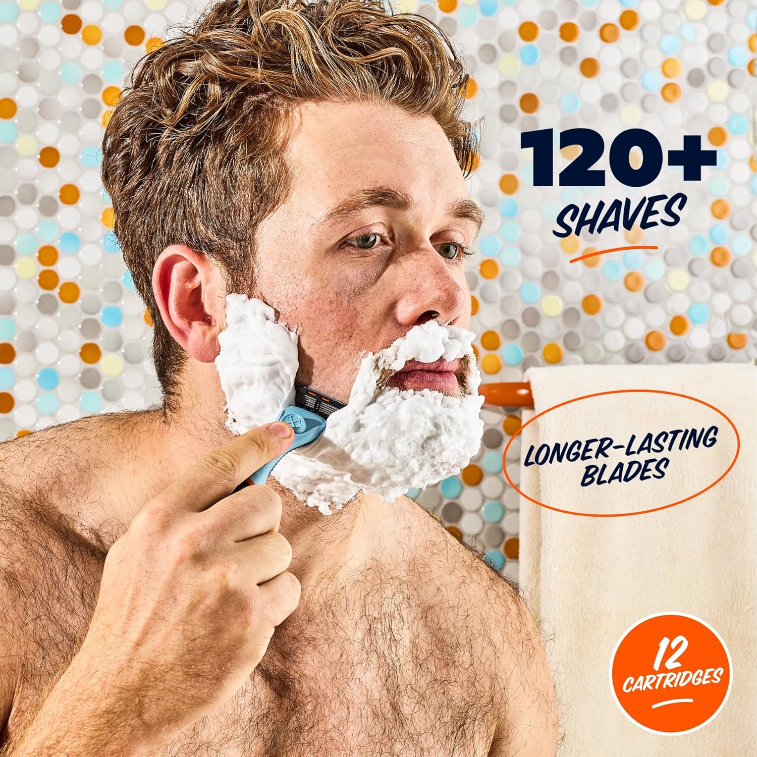 Dollar Shave Club | 4 Blade Razor Refills (12 Pack) | Swift Rinse Blades for Longer and Thicker Hair - Image 3