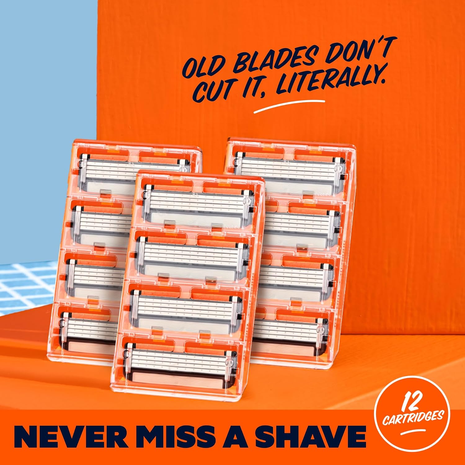 Dollar Shave Club | 4 Blade Razor Refills (12 Pack) | Swift Rinse Blades for Longer and Thicker Hair - Image 5