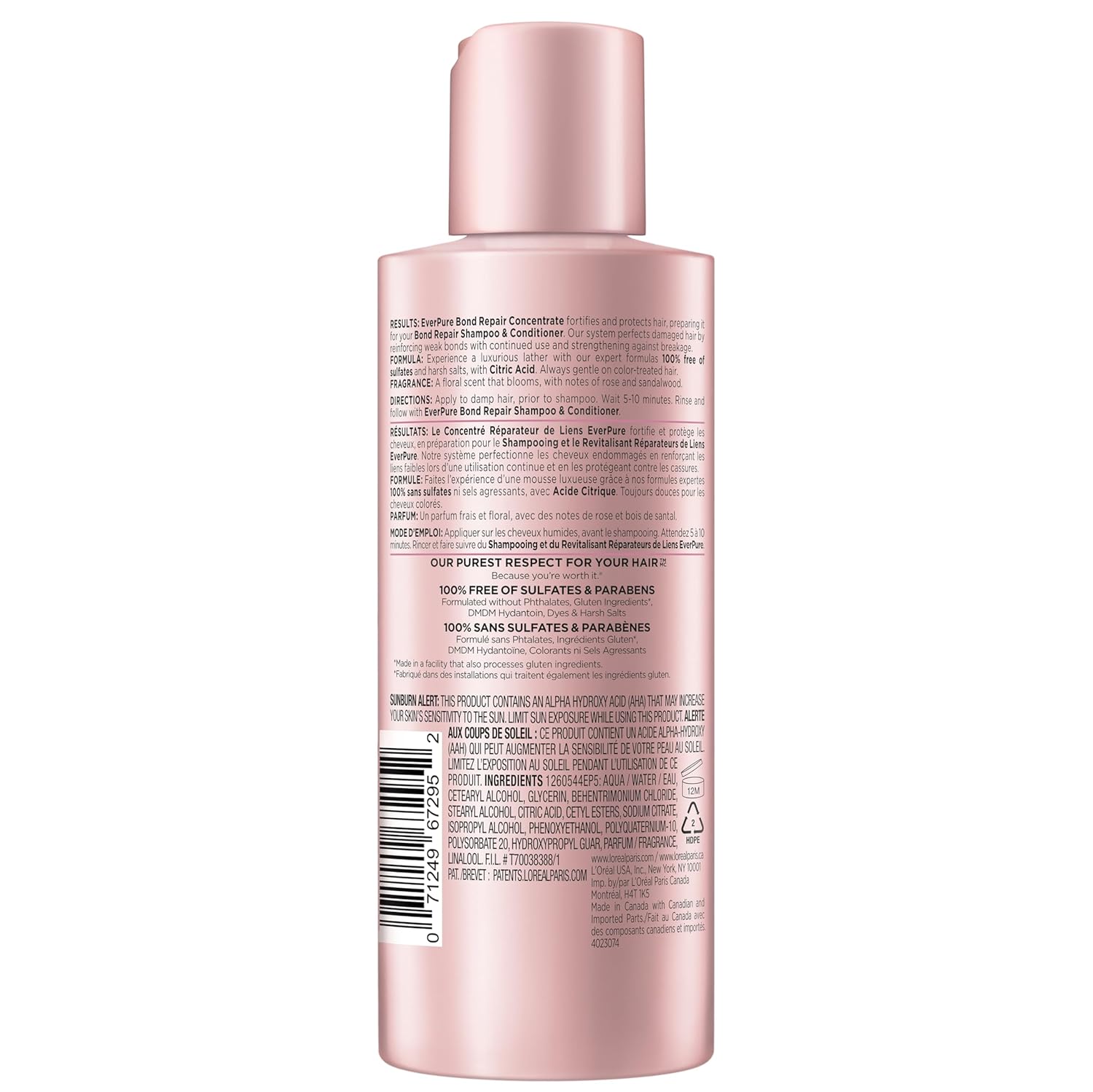 L'Oreal Paris Sulfate Free Bond Repair Pre Shampoo Treatment, Hair Repair for Colored, Bleached or Damaged Hair, EverPure, 5.1 Fl Oz - Image 10