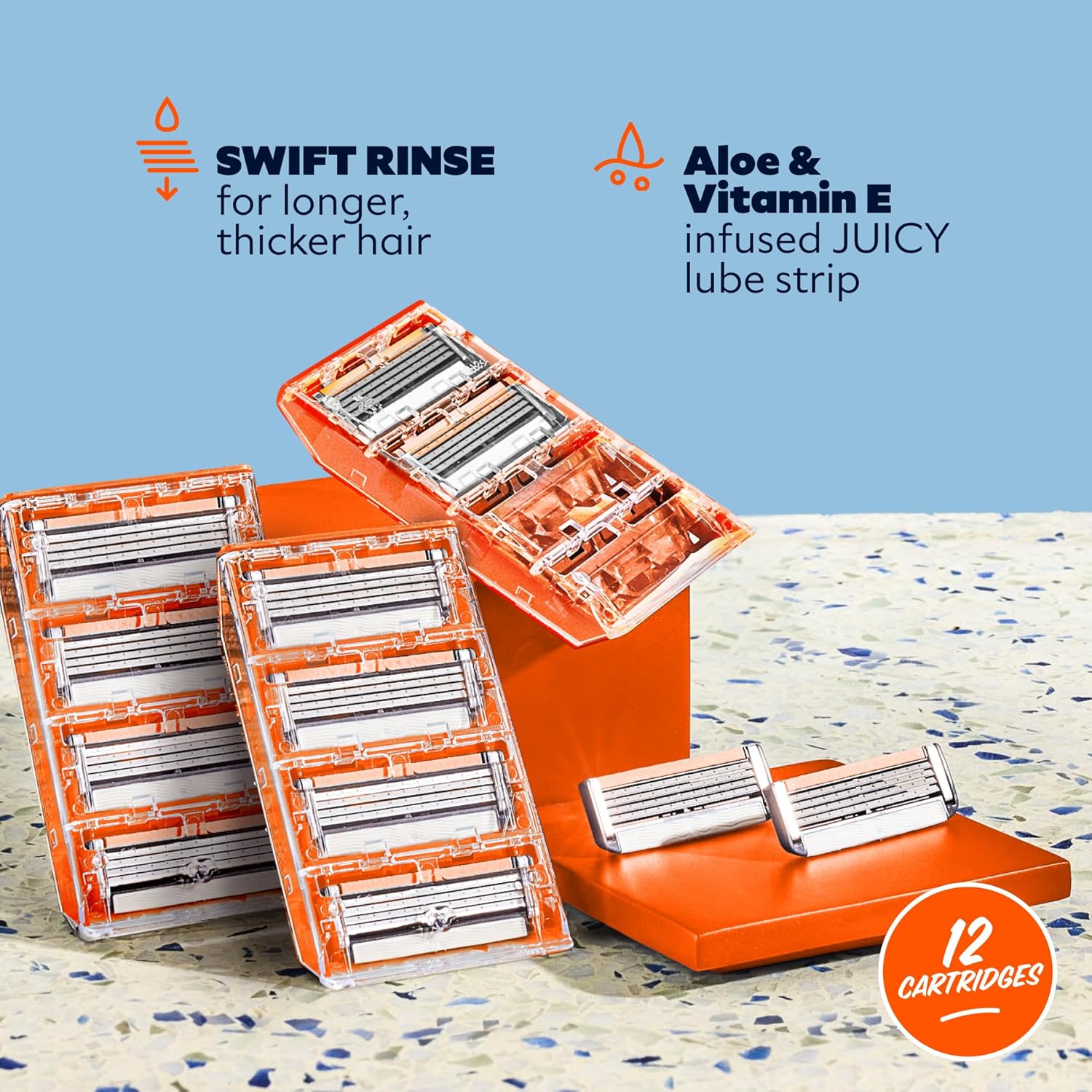 Dollar Shave Club | 4 Blade Razor Refills (12 Pack) | Swift Rinse Blades for Longer and Thicker Hair - Image 2