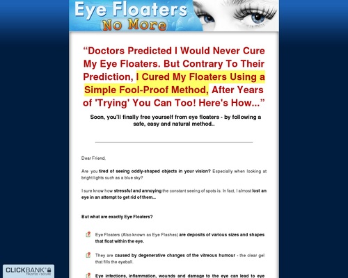Eye Floaters No More - Get Rid of Eye Floaters Easily, Naturally and Forever
