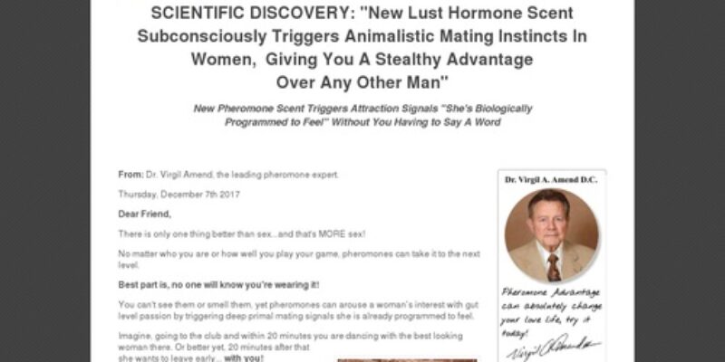 Dr. Amend’s New Pheromone Formula for men and women oxytocin called Sensual Soulmate